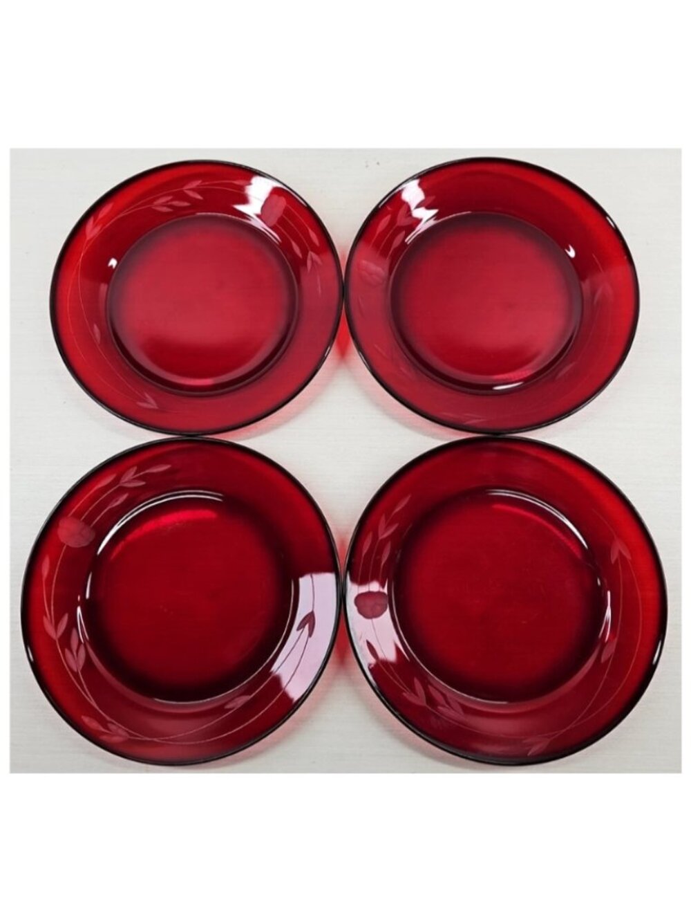 Princess House Heritage Ruby Luncheon Plate Set, Set of 4, 8" Diameter